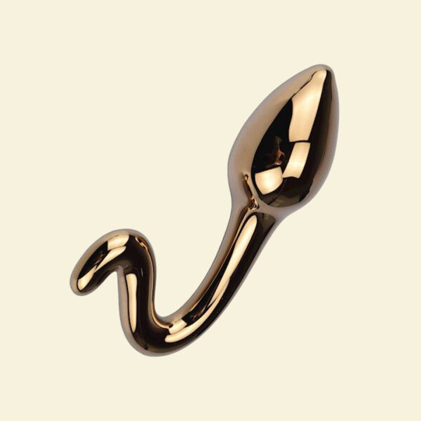 Lucent Gold Glass Curve Butt Plug